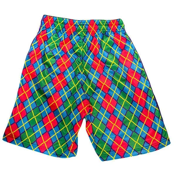 Boys Pink & Green Pixel Argyle Short