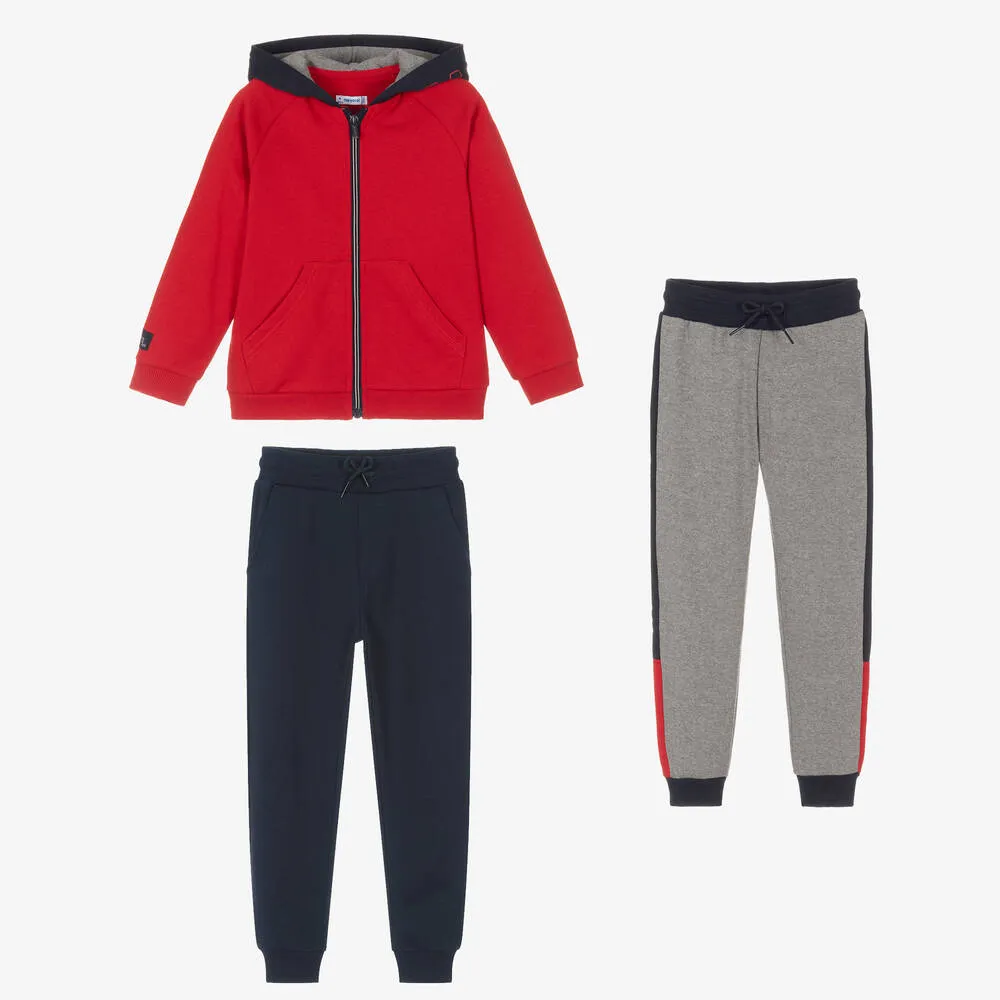 Boys Red & Navy Blue Tracksuit Set