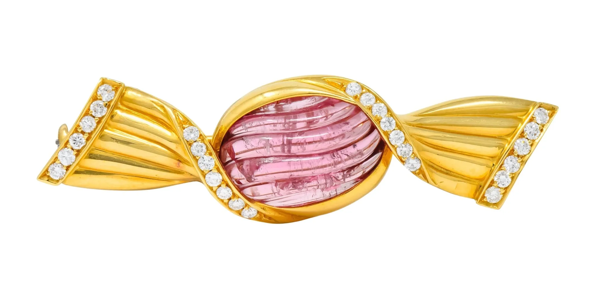 Bulgari Pink Tourmaline 18 Karat Gold Bonbon Candy Brooch