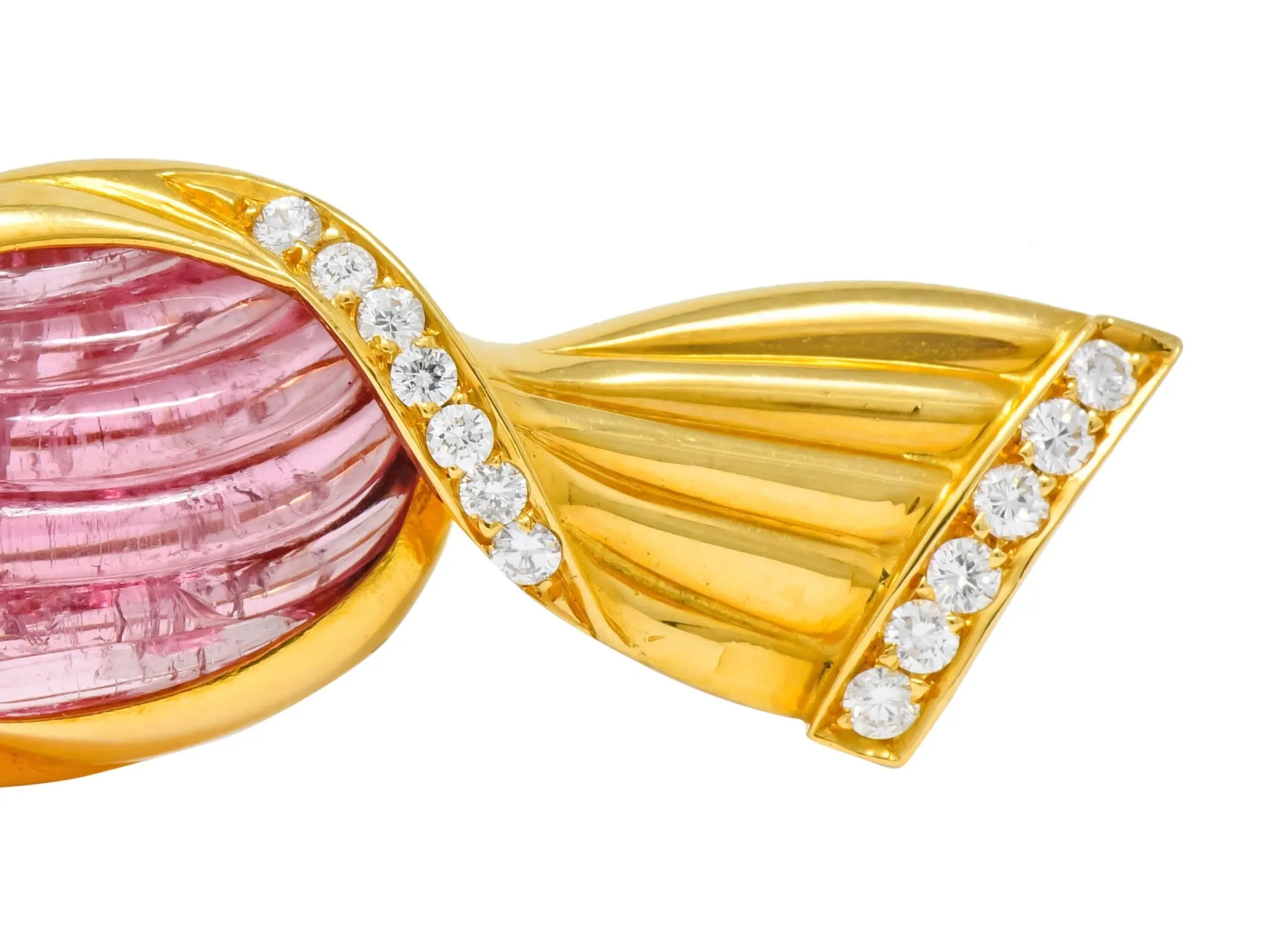 Bulgari Pink Tourmaline 18 Karat Gold Bonbon Candy Brooch