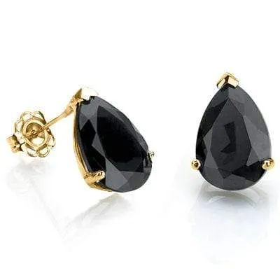 CAPTIVATING 1 CARAT TW (2 PCS) GENUINE BLACK SAPPHIRE 10K SOLID YELLOW GOLD EARR