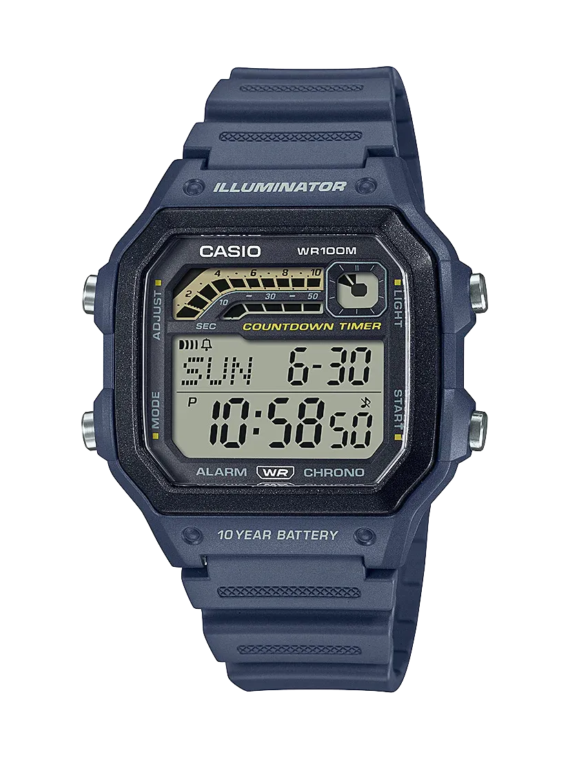 Casio - Digital Sport LED Alarm Navy Resin Band