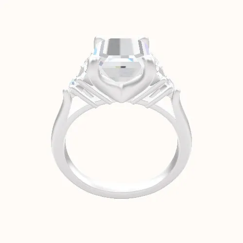 Cathedral Band with Marquise & Round Sidestones Engagement Ring With Four Prong Head