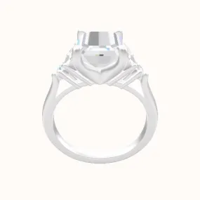 Cathedral Band with Marquise & Round Sidestones Engagement Ring With Four Prong Head