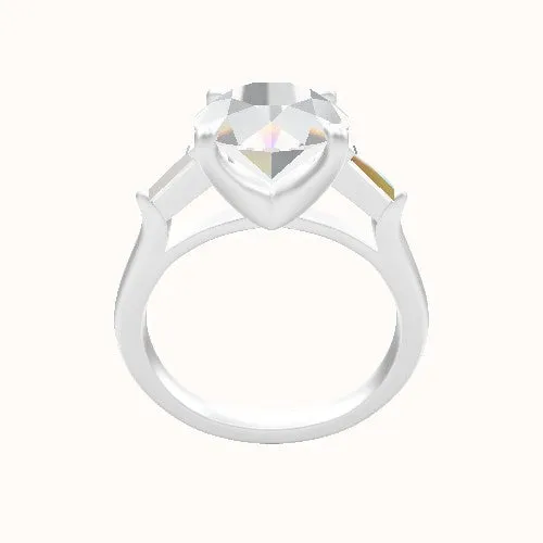 Cathedral Band with Tapered Baguette Sidestones Engagement Ring With Four Prong Head