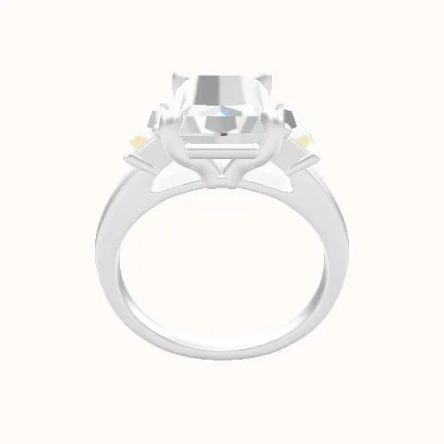 Cathedral Band with Trapezoid Sidestones Engagement Ring With Standard Four Prong Head