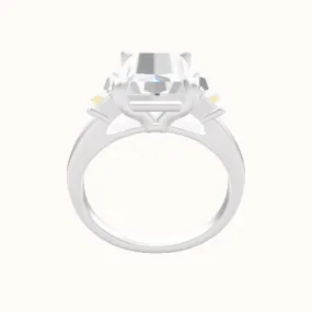 Cathedral Band with Trapezoid Sidestones Engagement Ring With Standard Four Prong Head