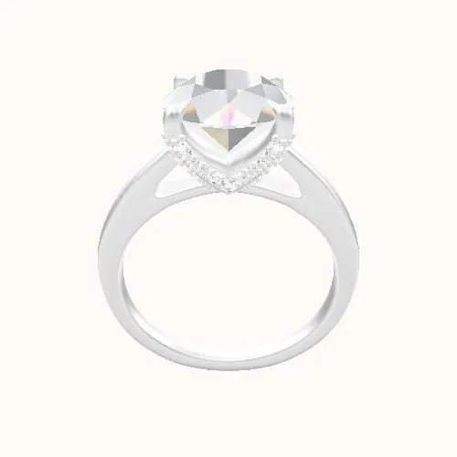 Cathedral Engagement Ring With Double Pave V Prong Head