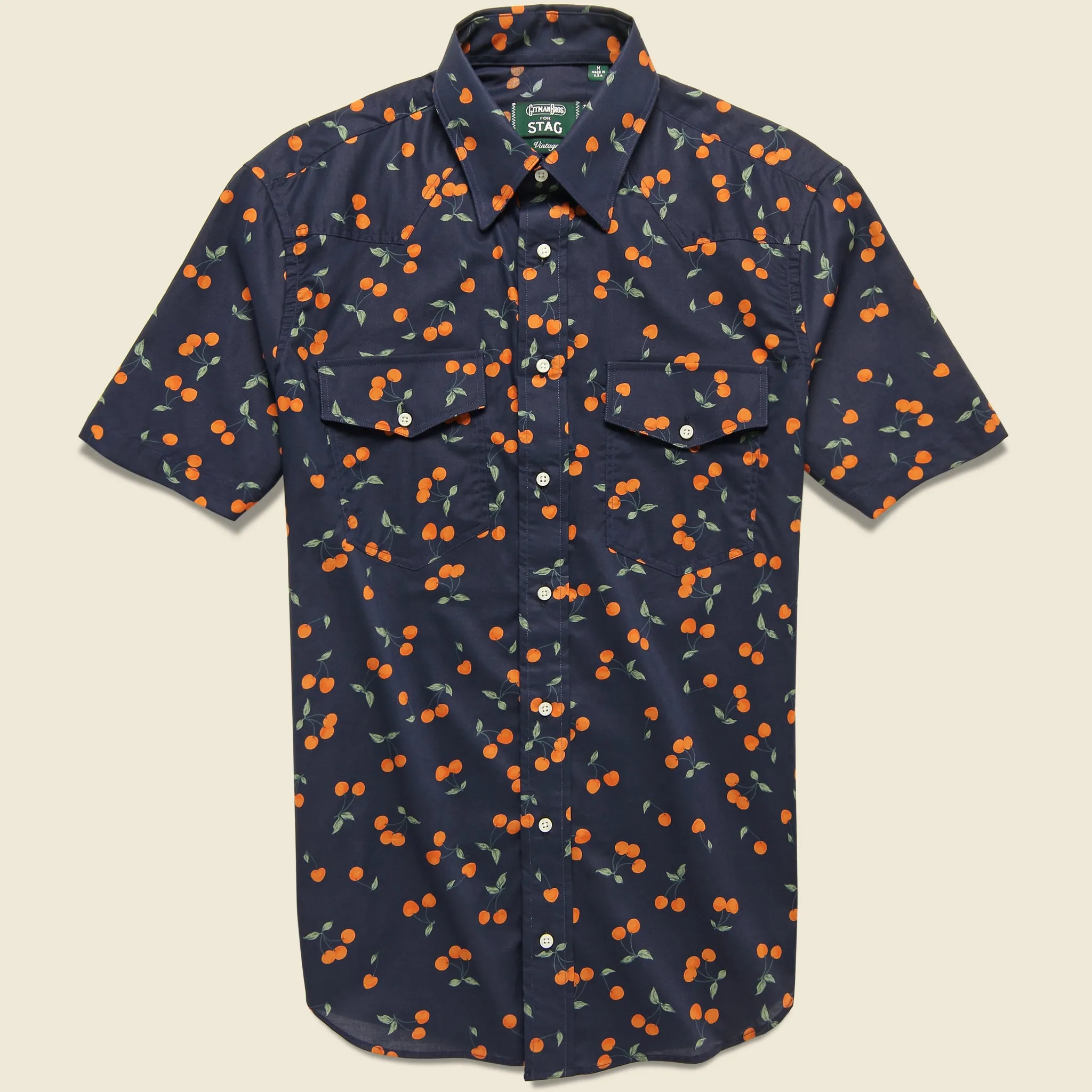 Cherry Print Shirt - Navy