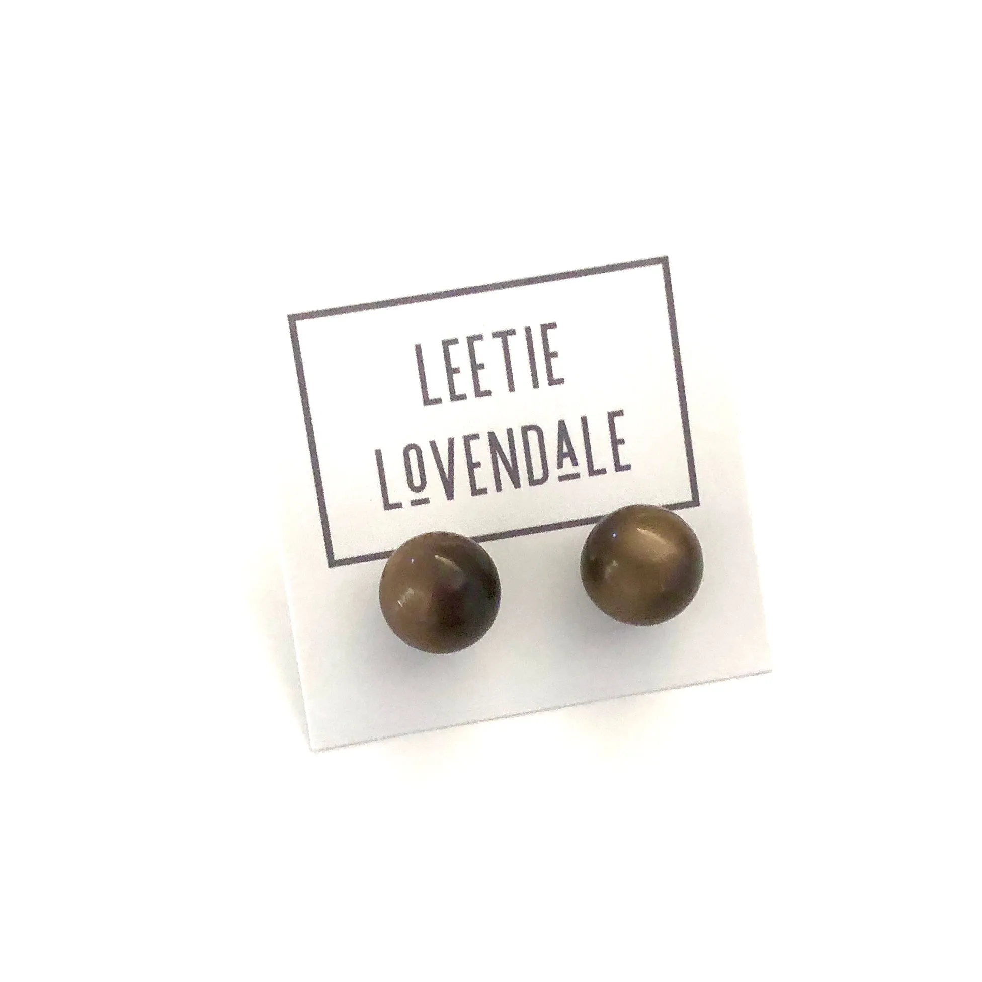 Chocolate Brown Moonglow Ball Stud Earrings