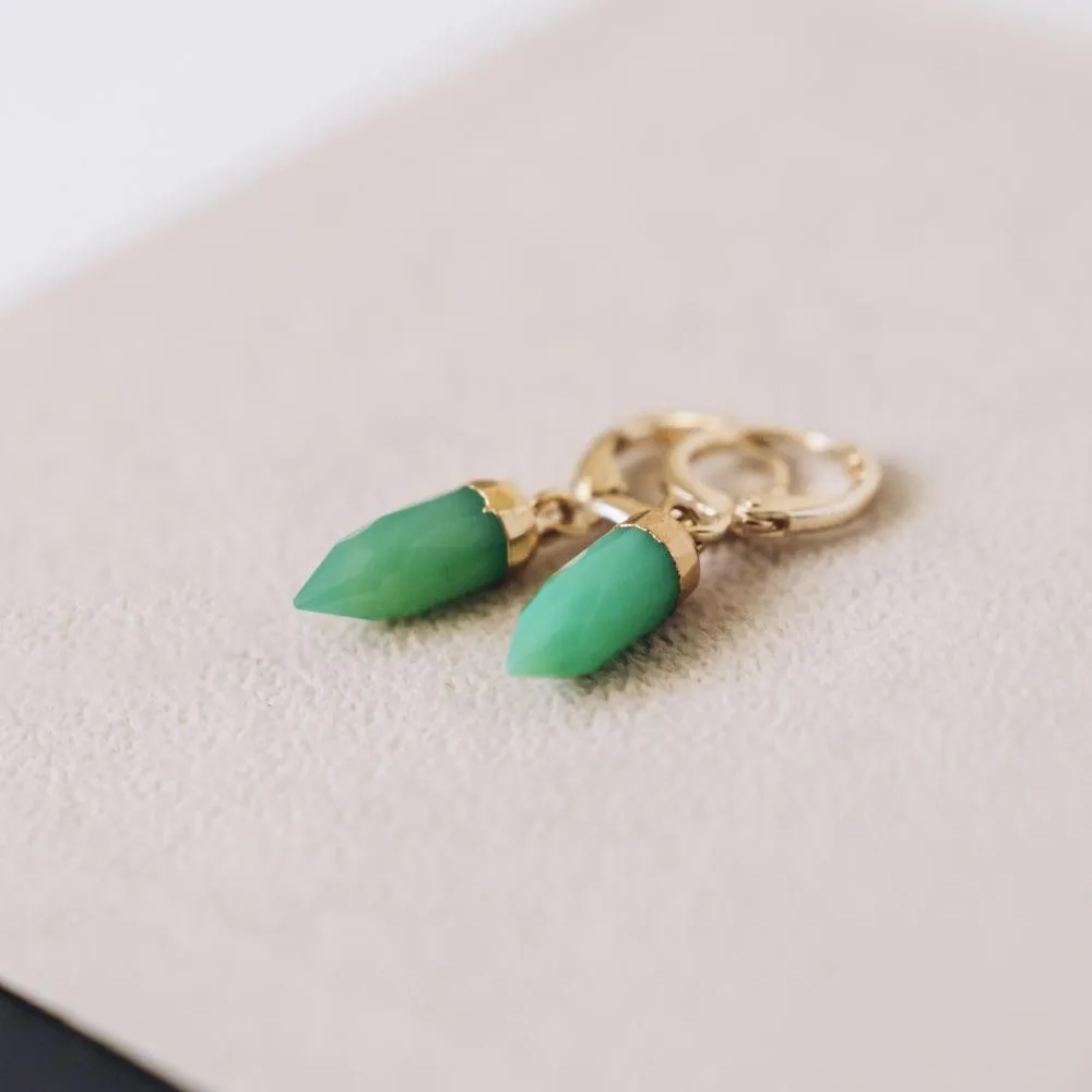 Chrysoprase Gemstone Huggies For Forgiveness