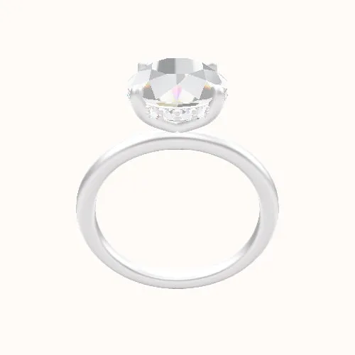 Classic Solitaire Engagement Ring With Low Set Pave  Hidden Halo Head