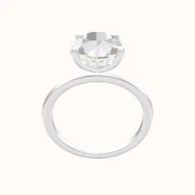 Classic Solitaire Engagement Ring With Low Set Pave  Hidden Halo Head