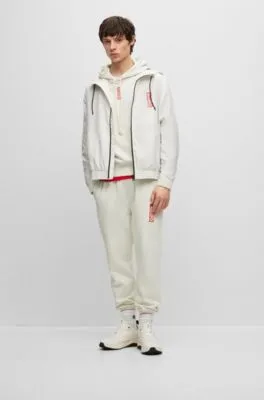 Cotton-terry tracksuit bottoms with vertical logo