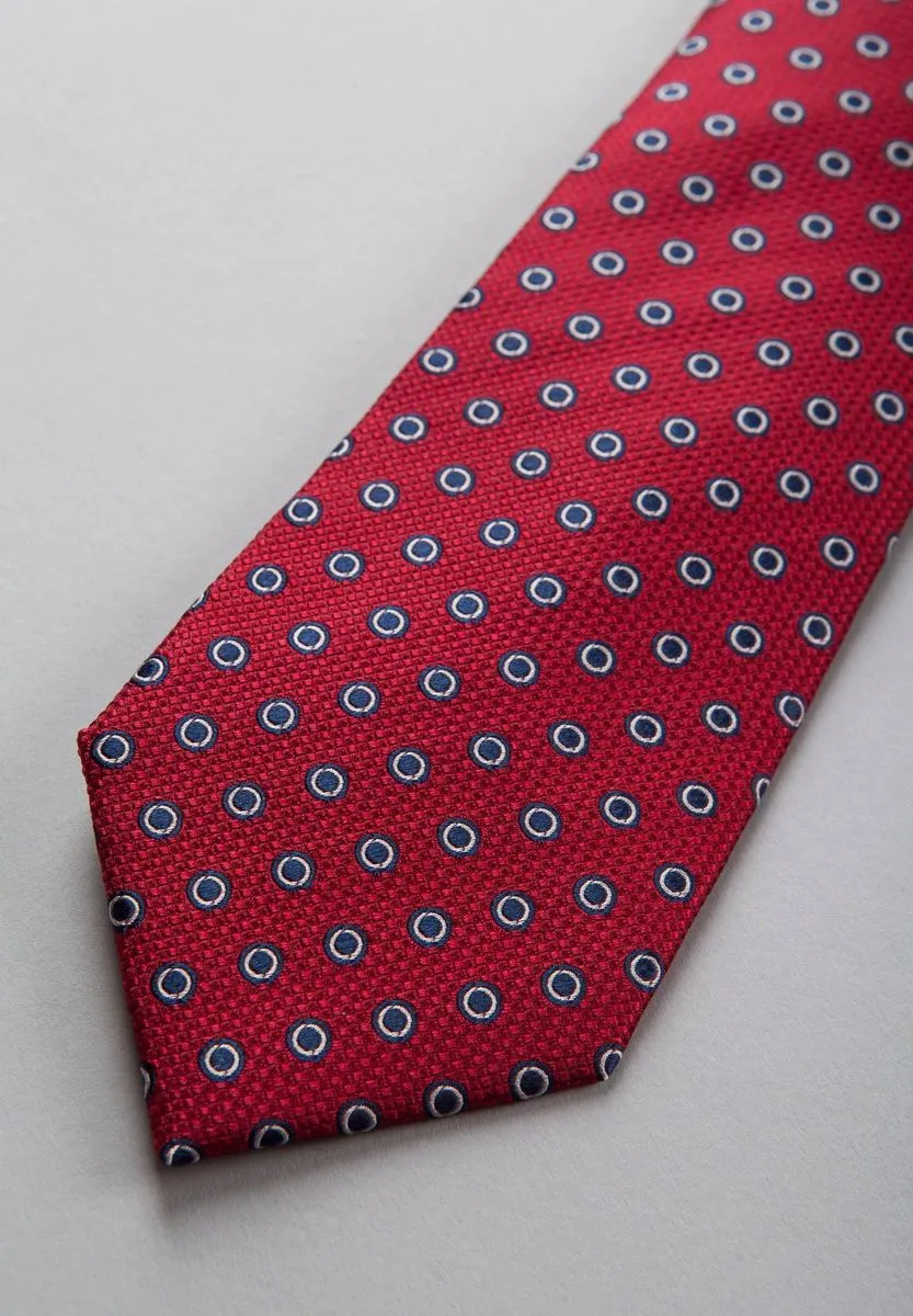 Cravatta rosso-blu seta fantasia effetto pois
