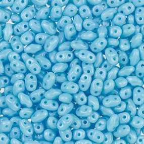 Czech Glass MiniDuo, 2-Hole Beads 2x4mm, Blue Turquoise   (2.5 Inch Tube)