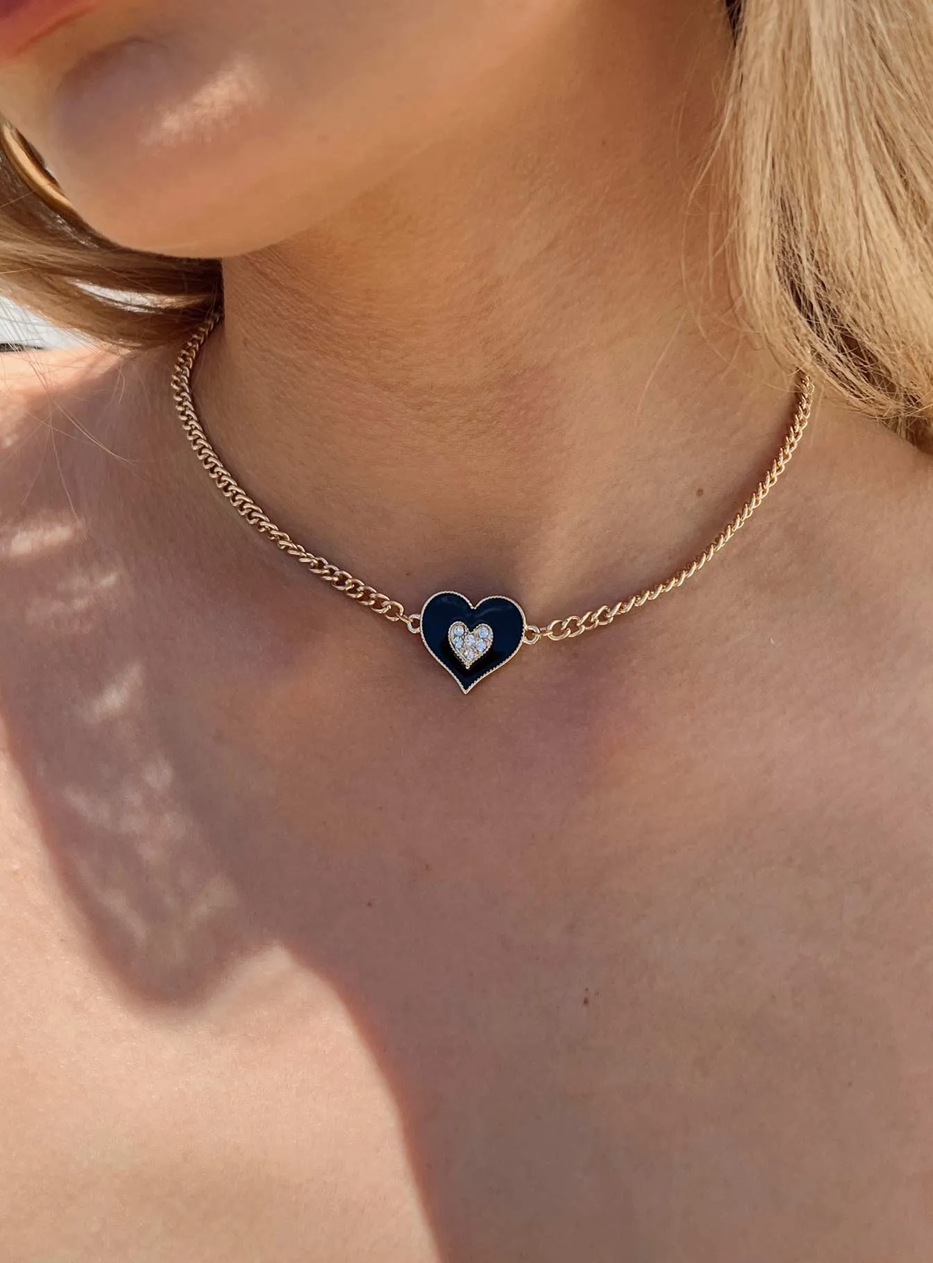 Dalma Heart Necklace Gold / Black