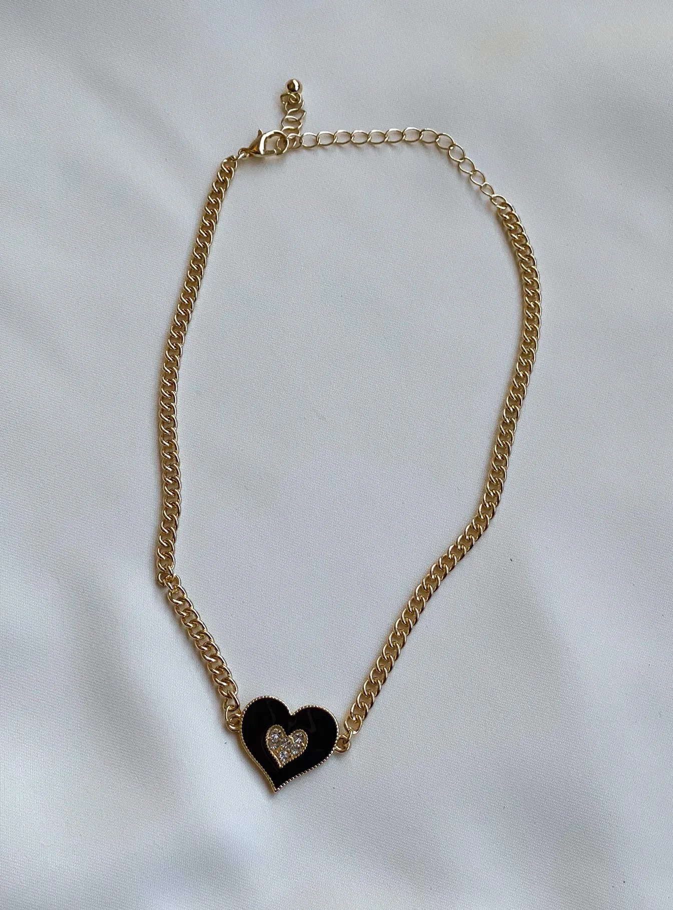 Dalma Heart Necklace Gold / Black