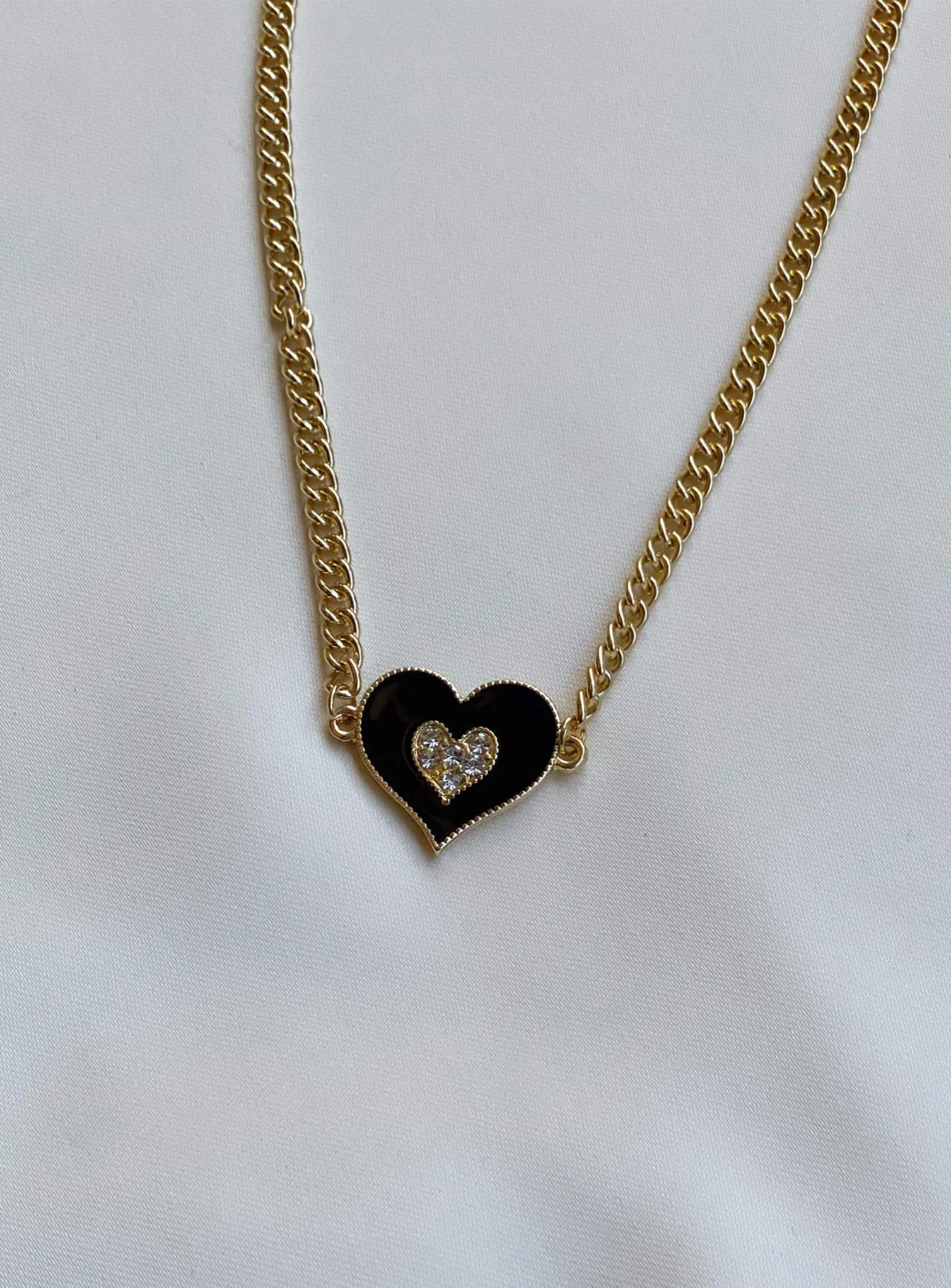 Dalma Heart Necklace Gold / Black