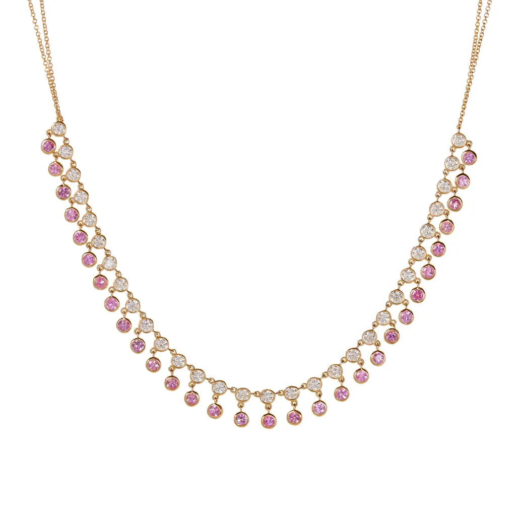 Daniella Diamond and Pink Sapphire Necklace