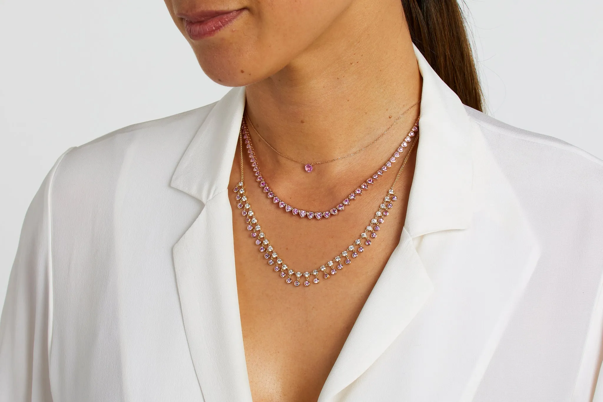 Daniella Diamond and Pink Sapphire Necklace