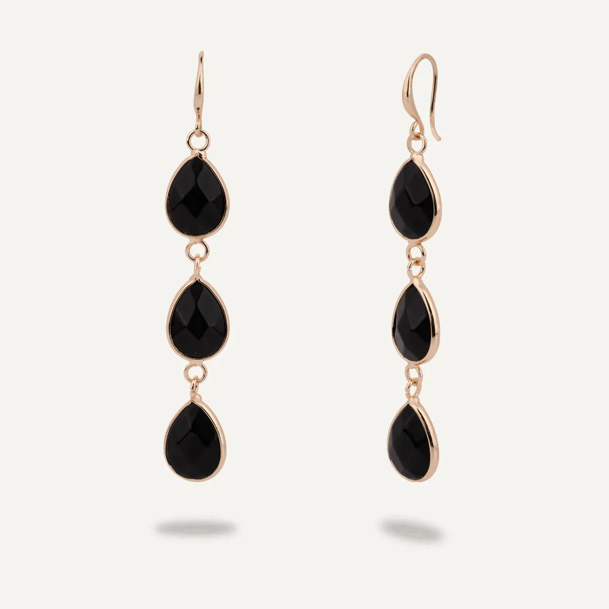 DE1050H - Black Spinel Drop Earrings - D&X London