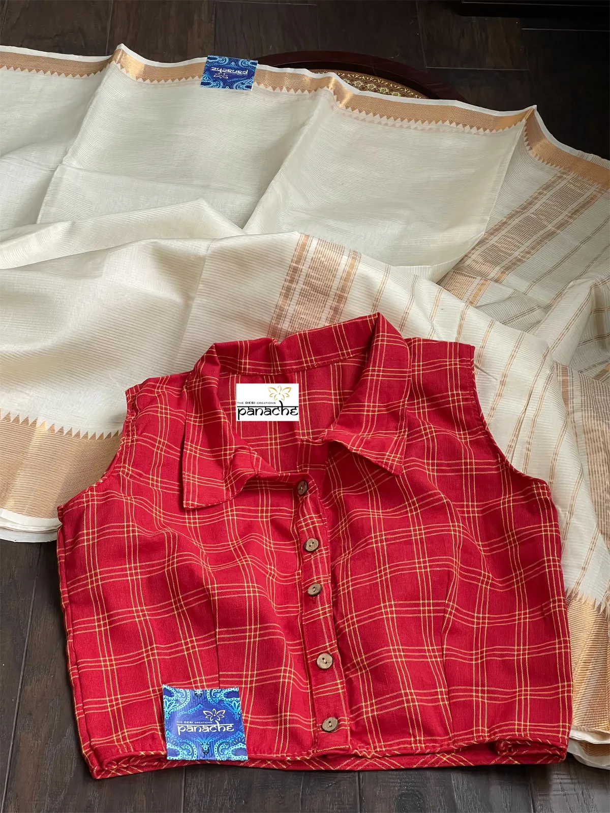 Designer Blouse - Red Checkered