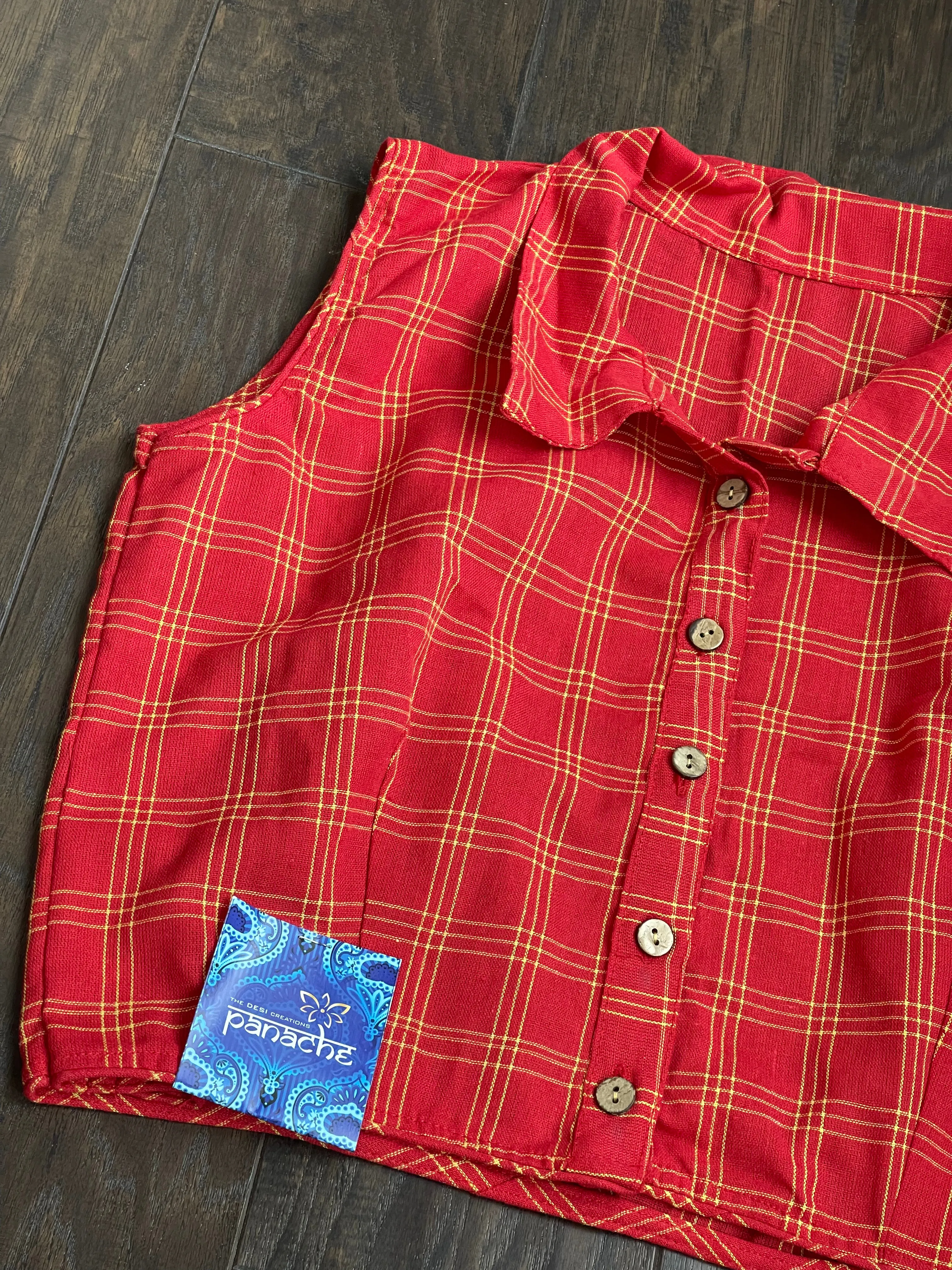 Designer Blouse - Red Checkered