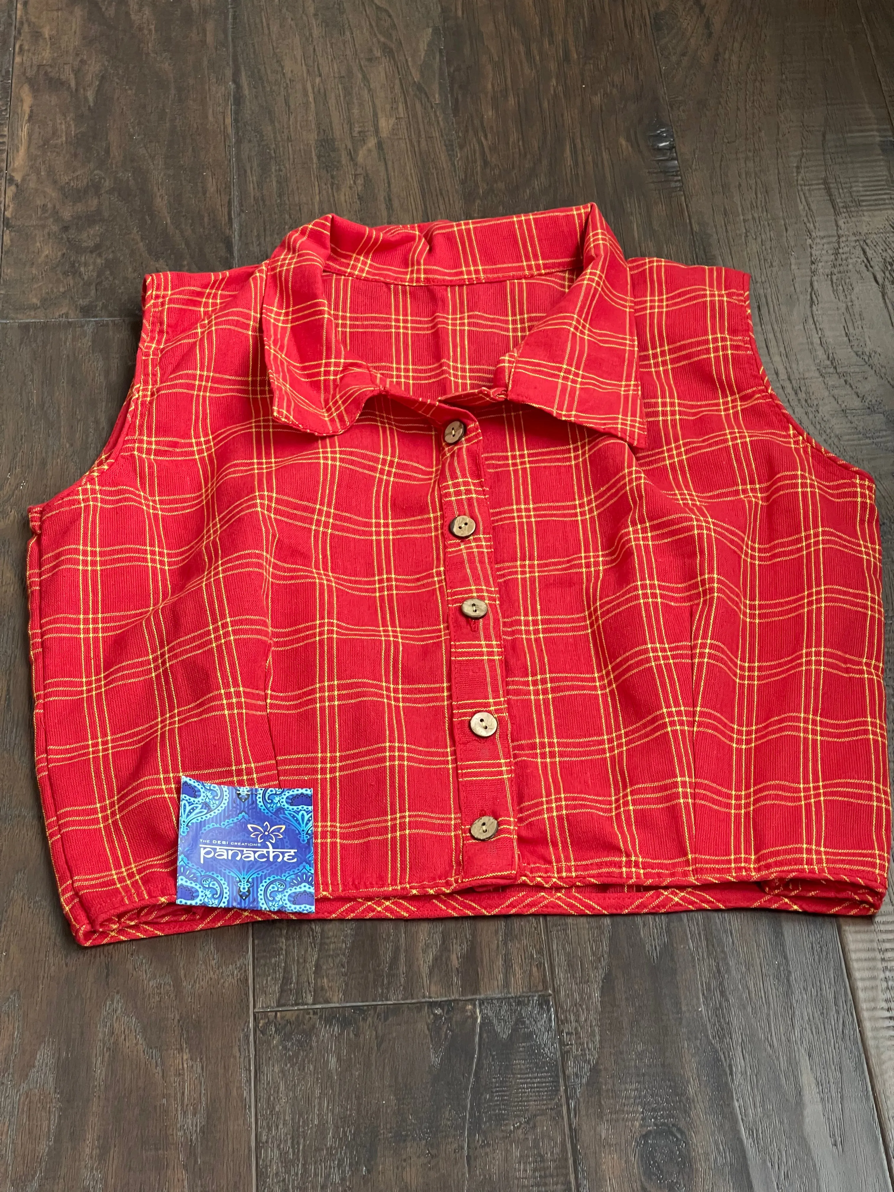 Designer Blouse - Red Checkered