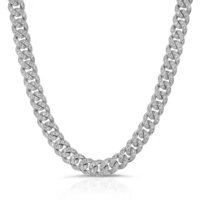 Diamond Cuban Link Chain White Gold 12mm