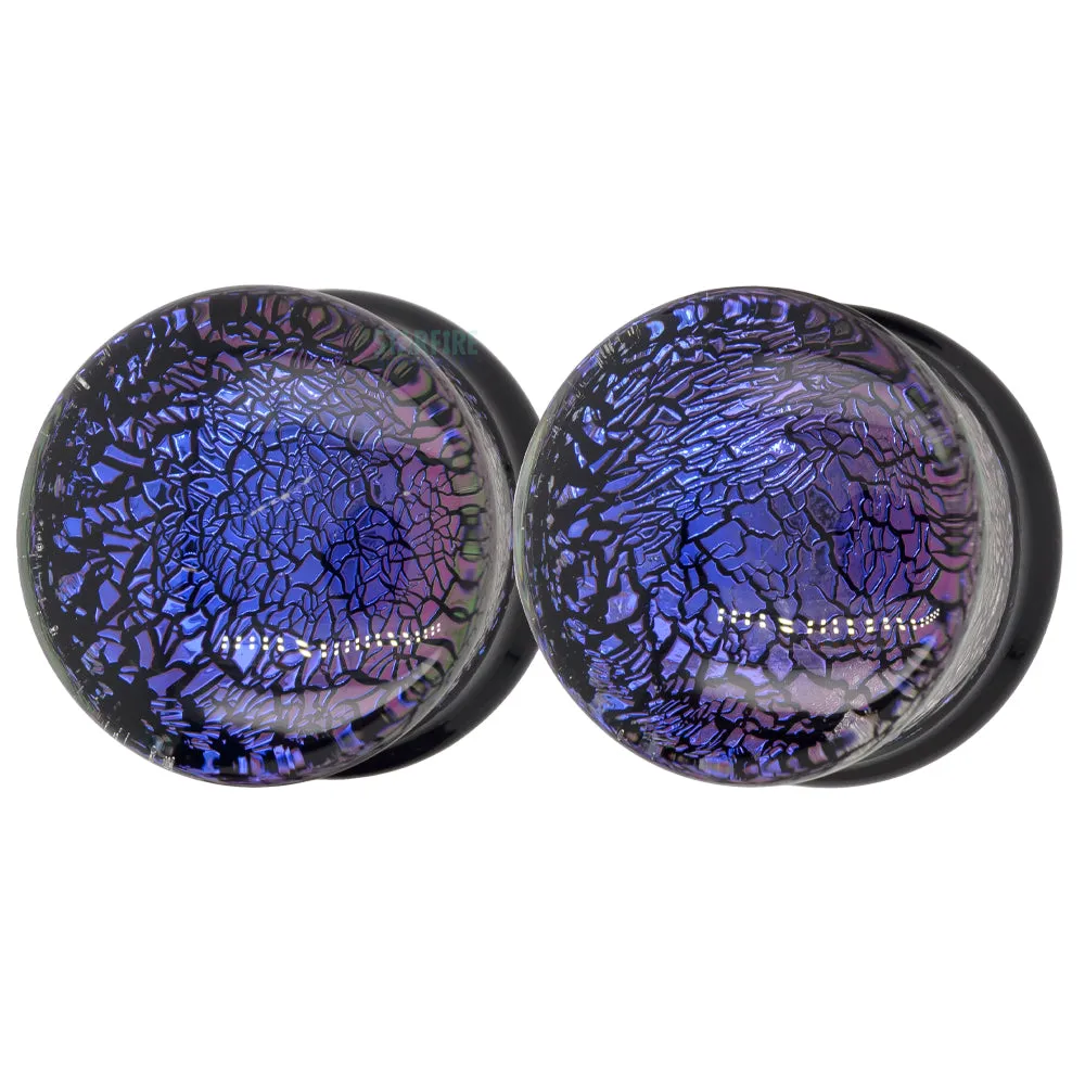 Dichroic Glass Plugs - Blue Purple