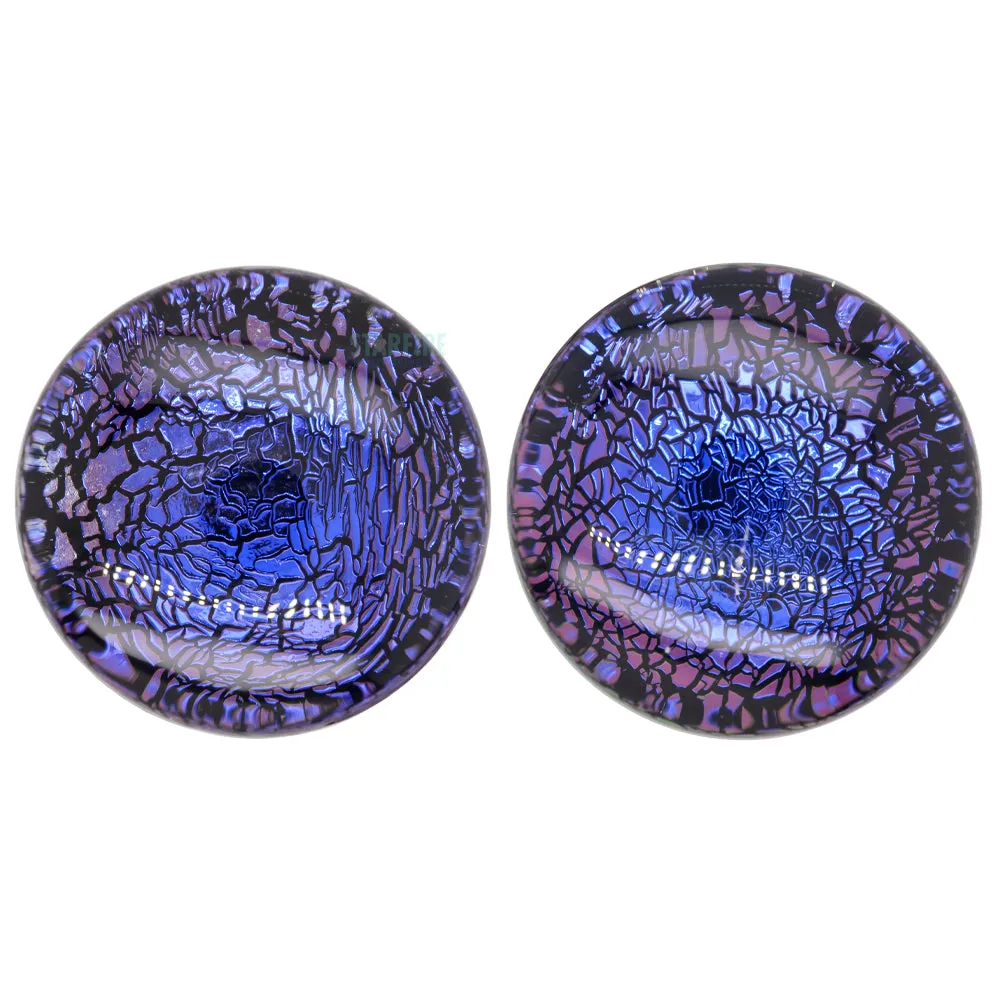 Dichroic Glass Plugs - Blue Purple