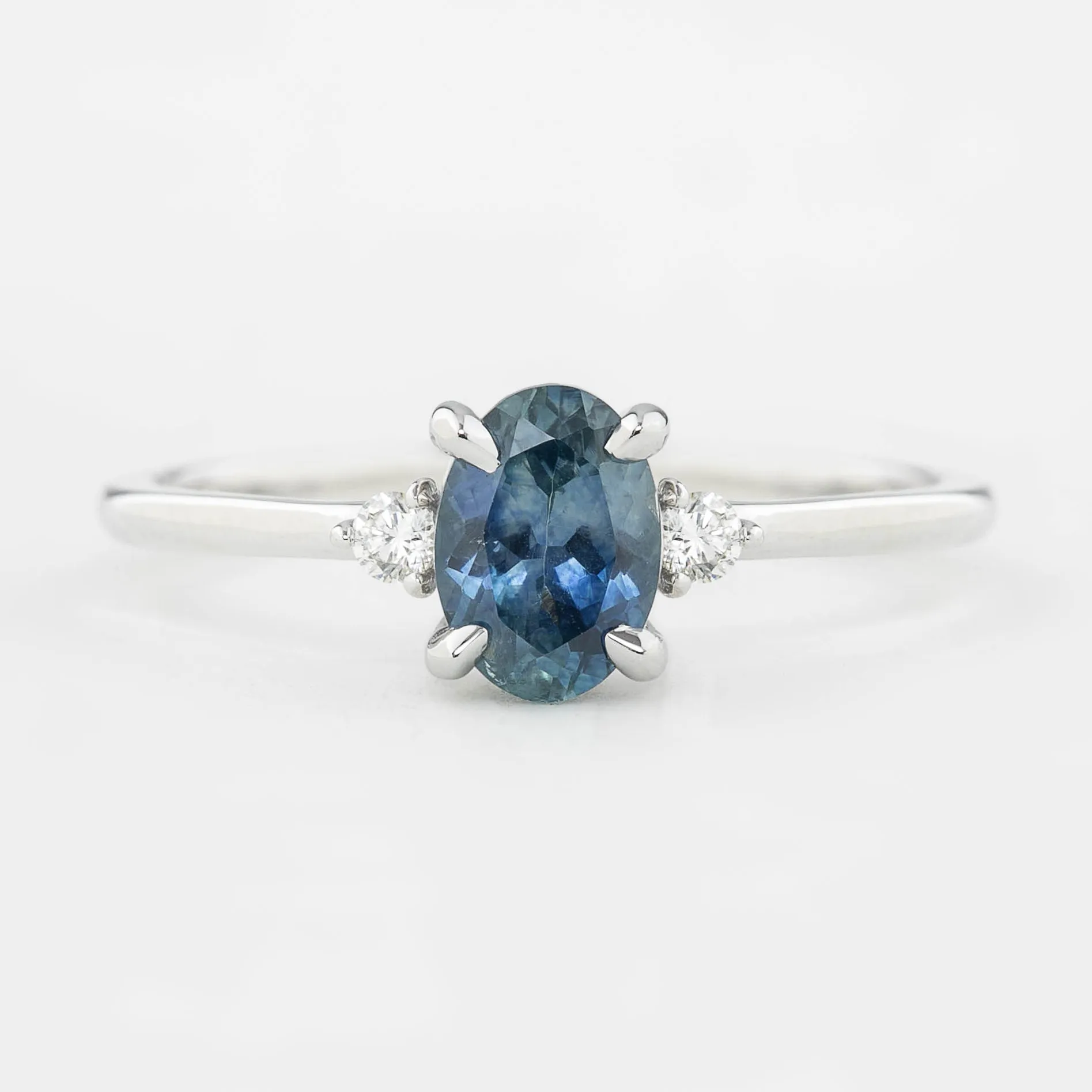 Emilie Ring - 1ct Blue Montana Sapphire, 14k white gold (One of a kind)