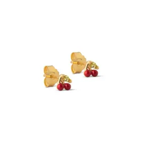 Enamel Copenhagen Cherry Studs - Red Gold