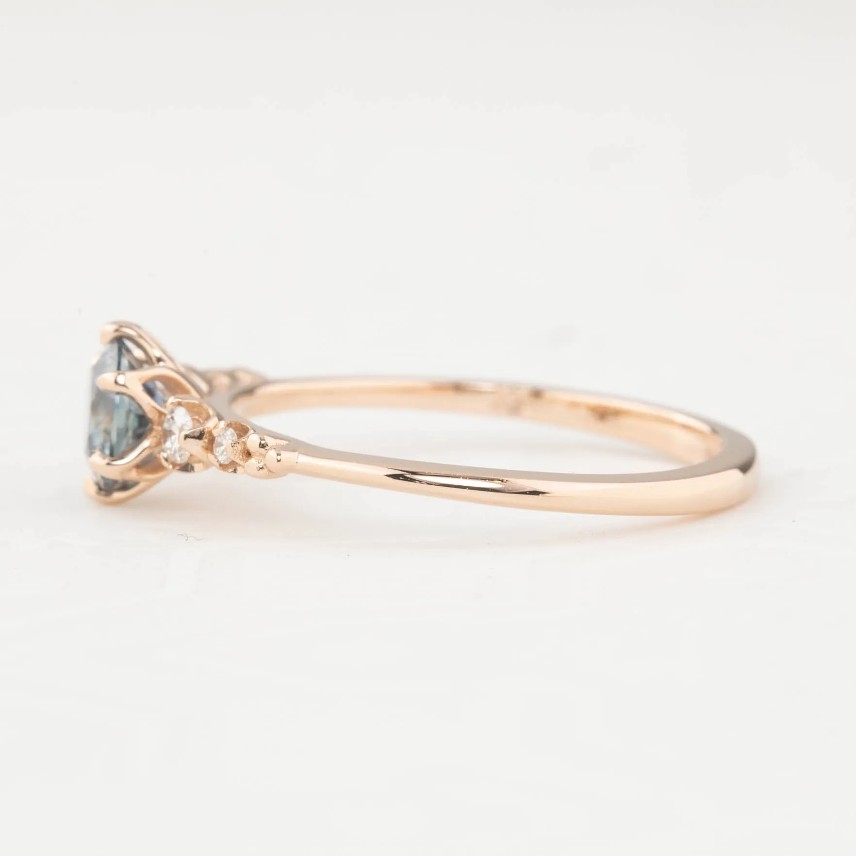 Estel Fleur Ring - 0.70ct Icy Blue Montana Sapphire, 14k Rose Gold (One of a kind)