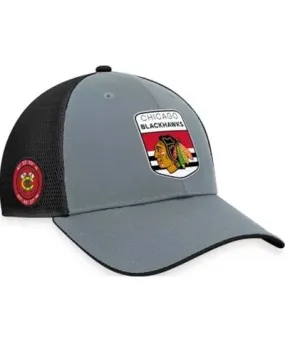 Fanatics Men's NHL Fanatics Gray/Black Chicago Blackhawks Authentic Pro Home Ice Trucker Adjustable Hat