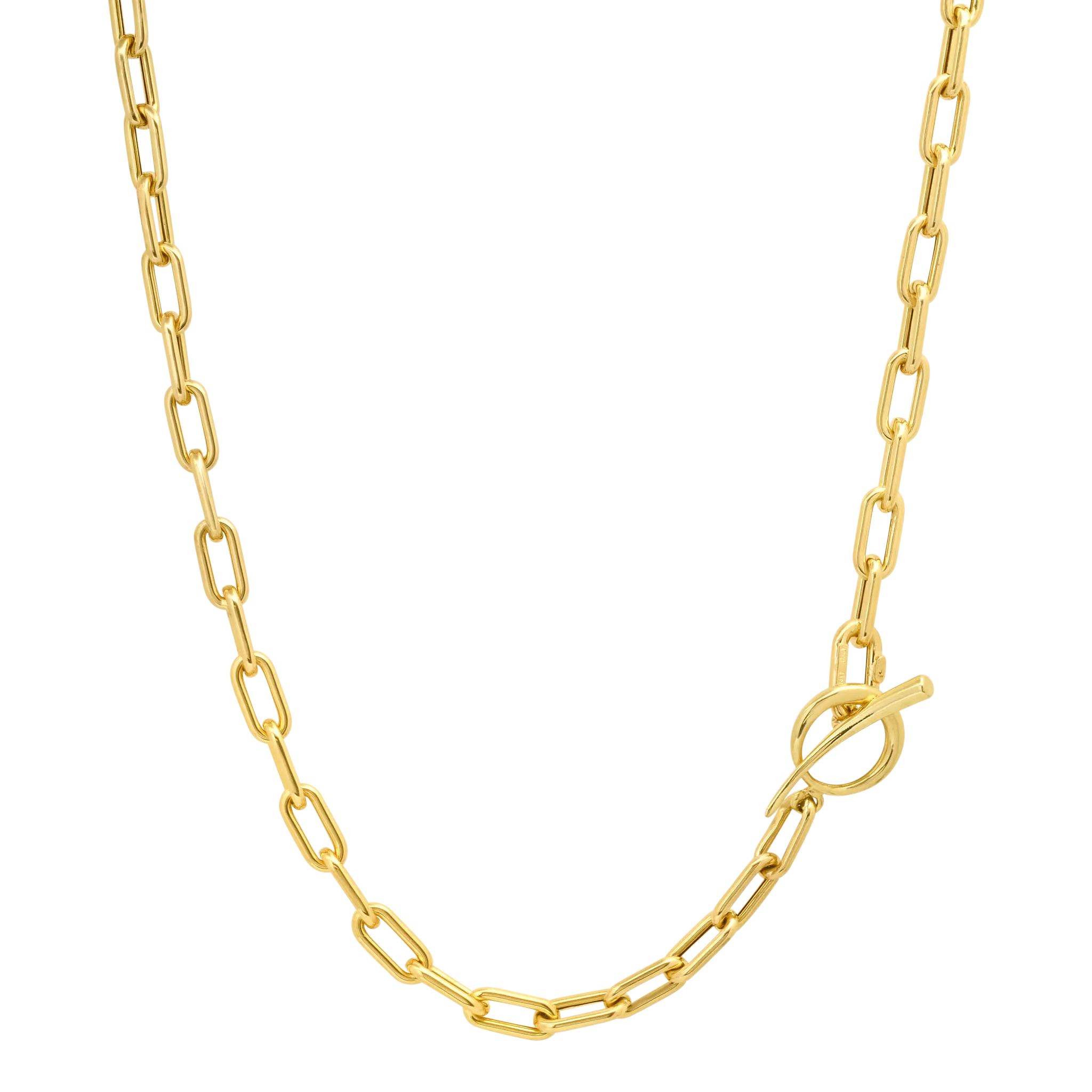 Fine Baby Rectangular Chain Necklace with Tusk Clasp