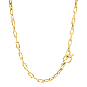 Fine Baby Rectangular Chain Necklace with Tusk Clasp