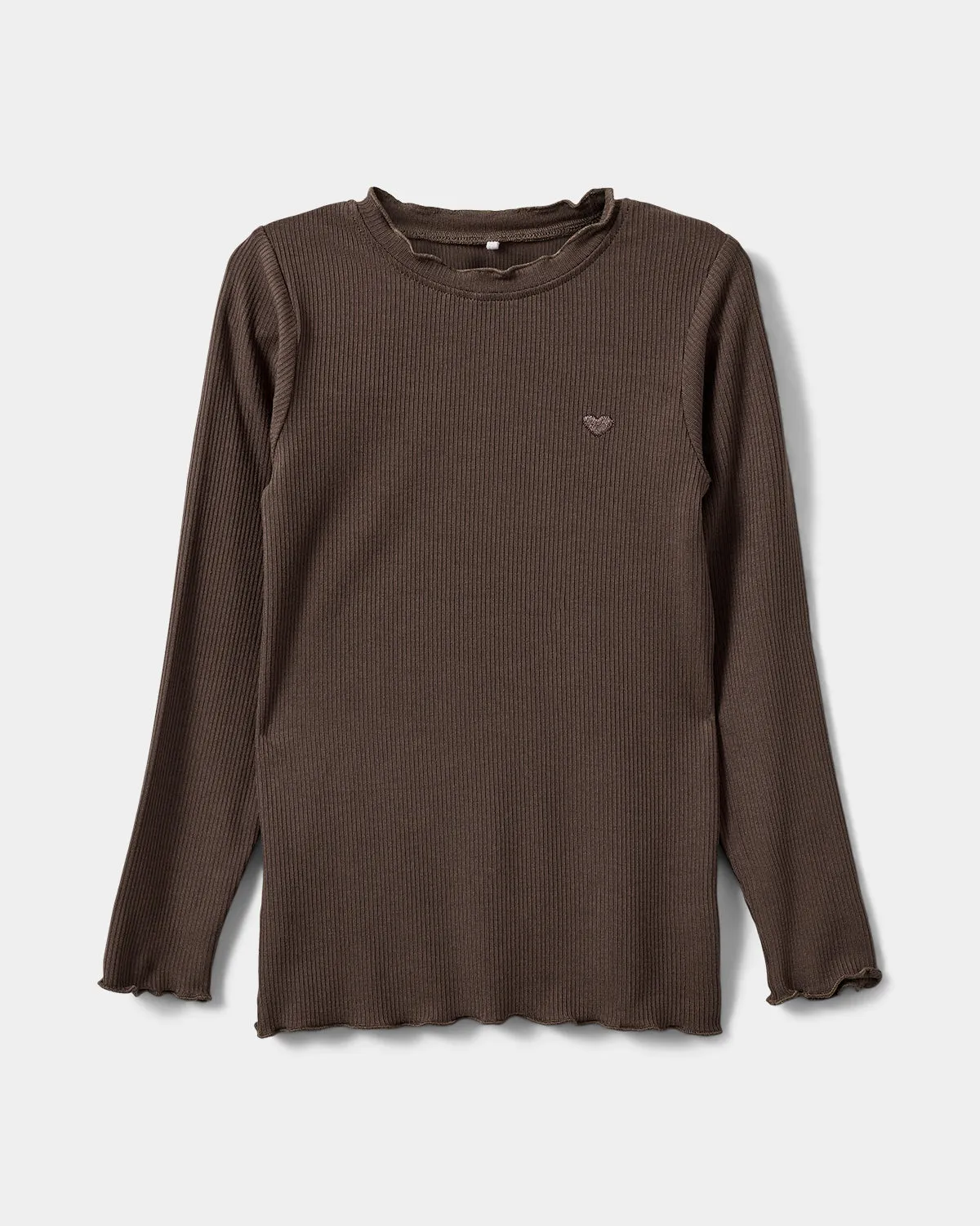 FINJASK T-SHIRT LONG SLEEVE - Chocolate brown