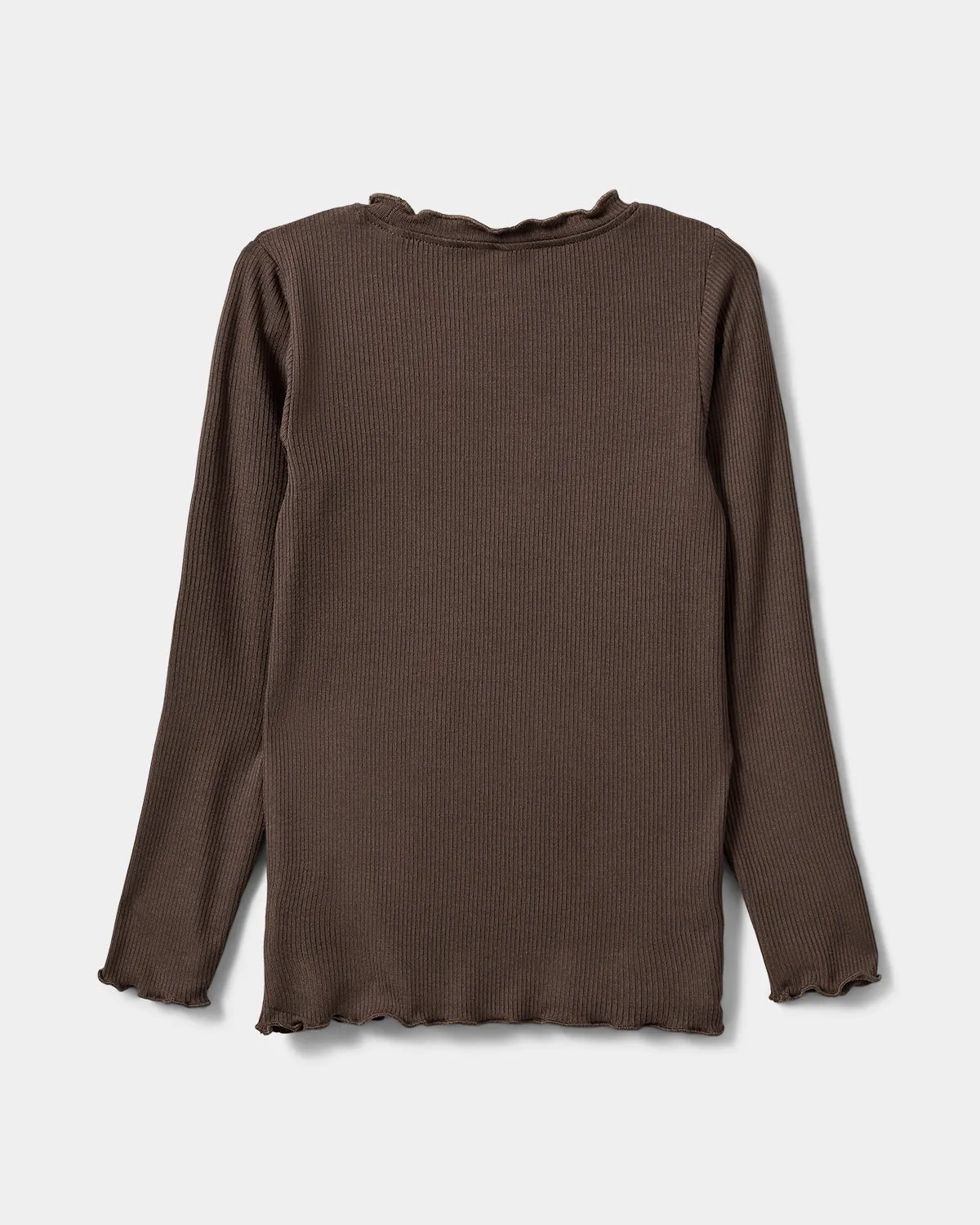 FINJASK T-SHIRT LONG SLEEVE - Chocolate brown