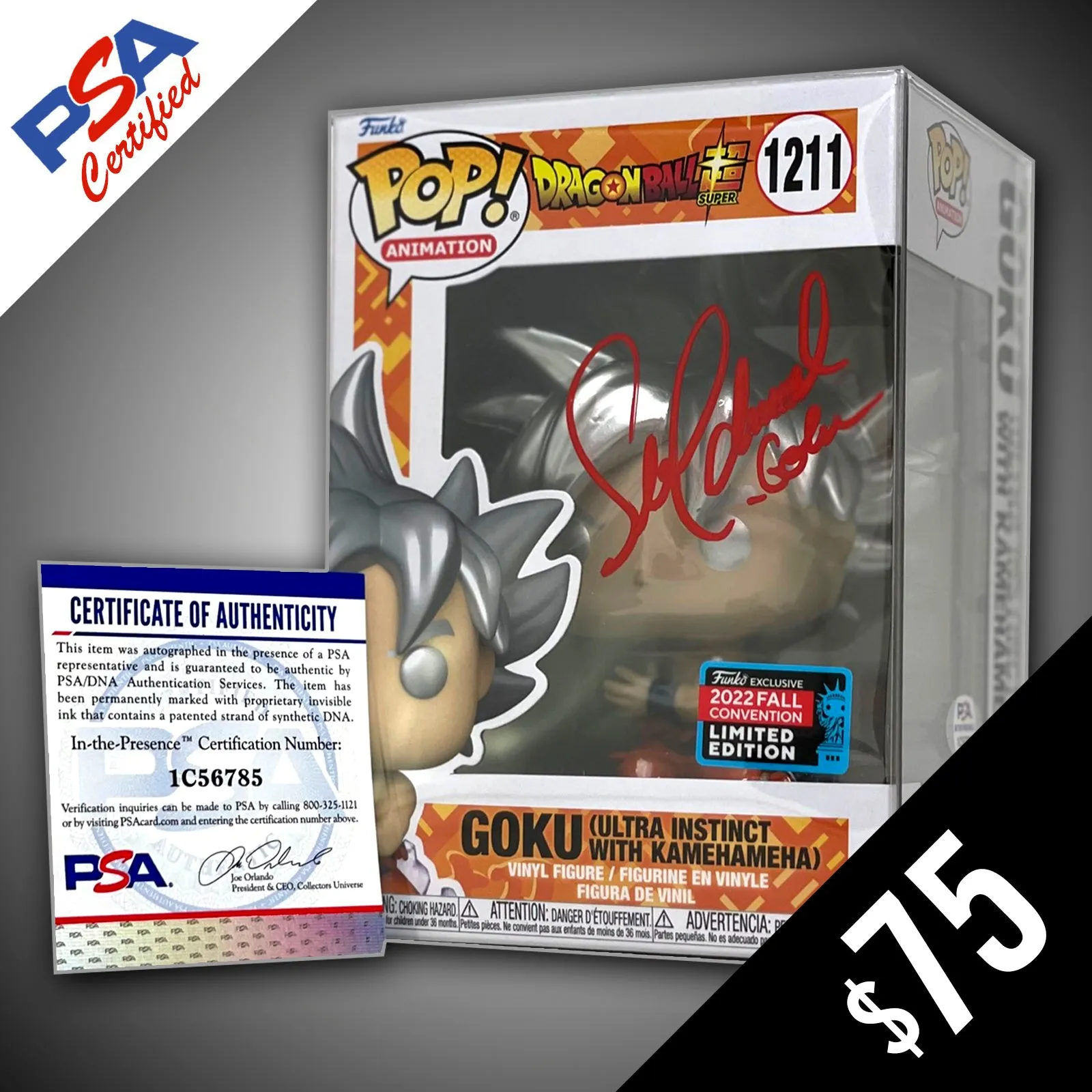 Funko Pop! Dragon Ball Super: Goku (NYCC 2022 Shared) #1211- SIGNED by Sean Schemmel (PSA Certified) (RED)