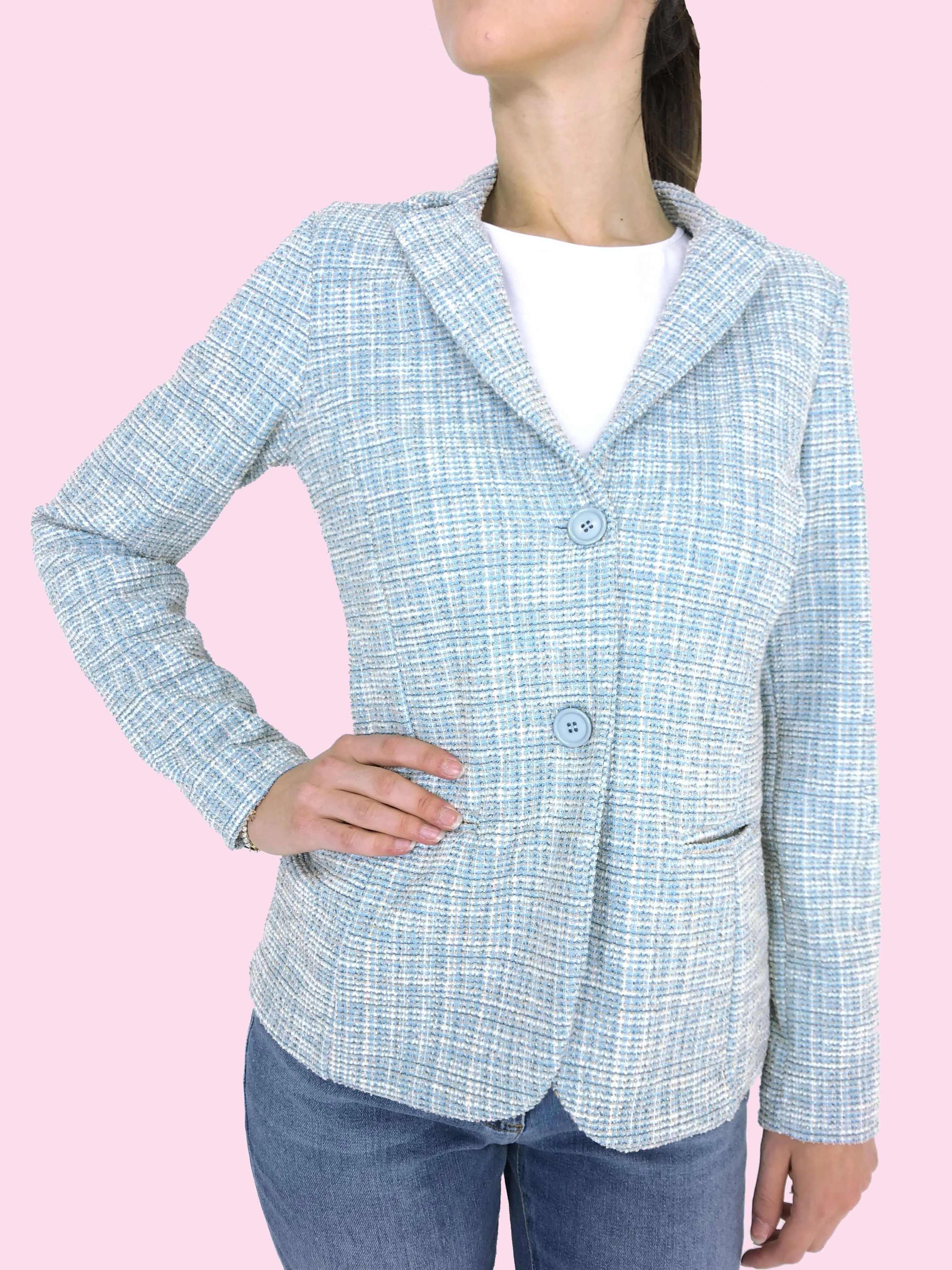 GIACCA DONNA MONOPETTO AZZURRA