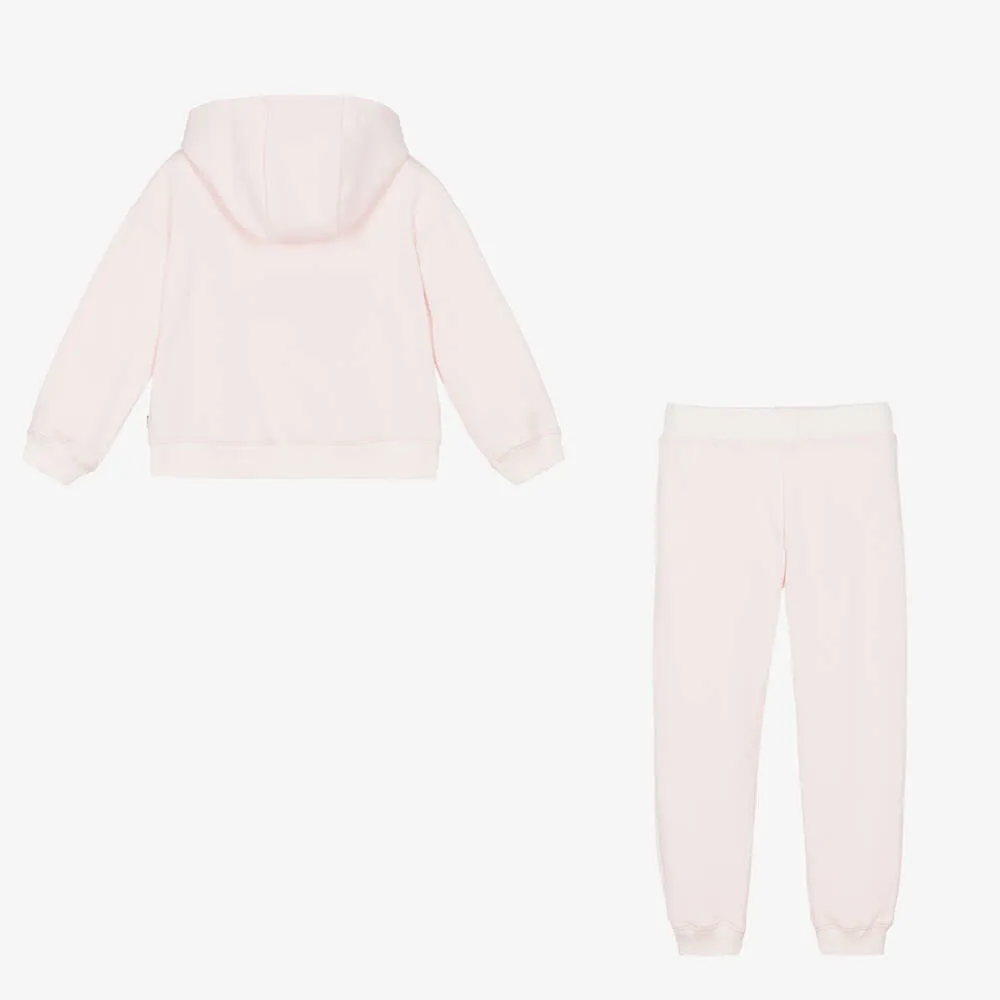 Girls Pink Cotton 'Love' Tracksuit