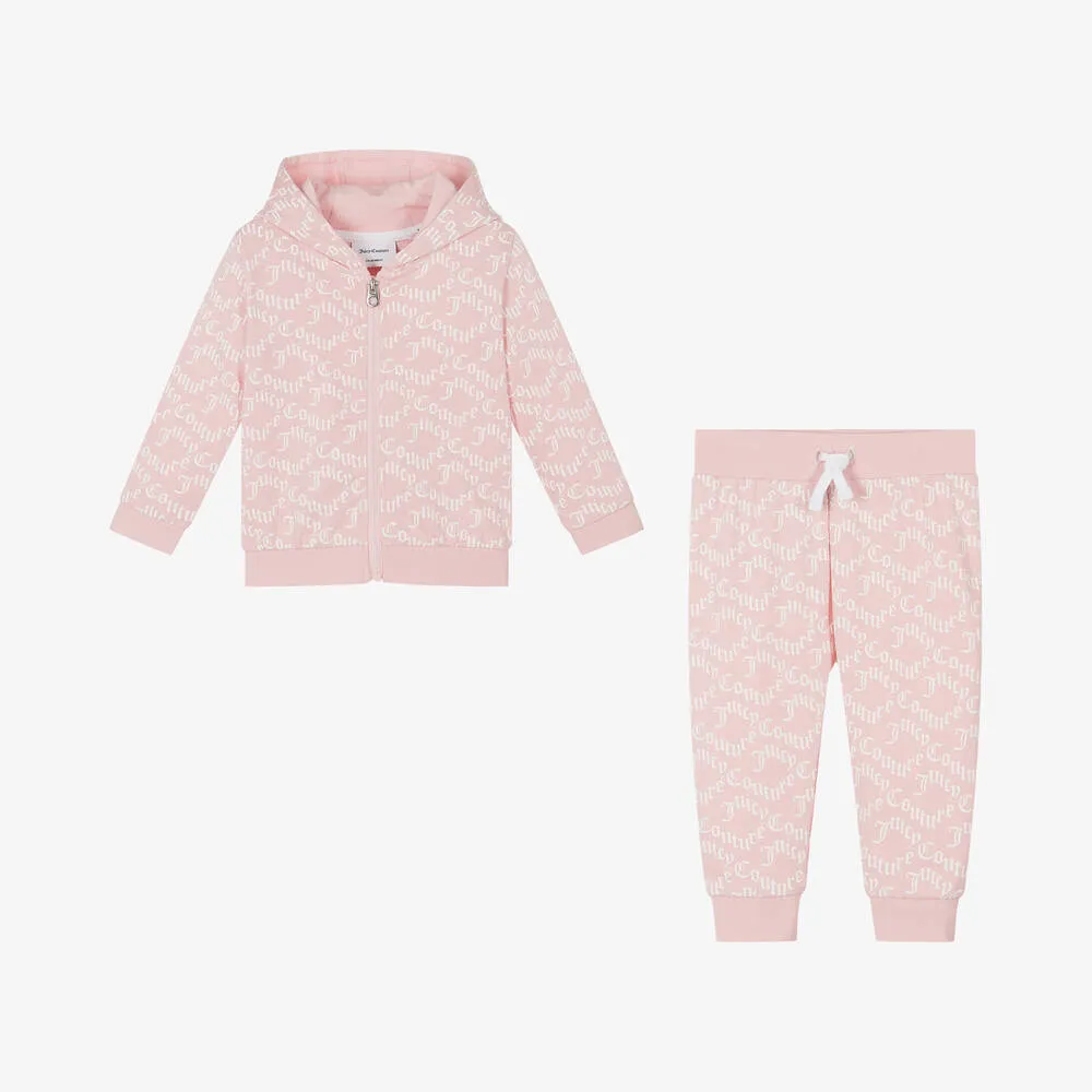 Girls Pink Cotton Jersey Tracksuit