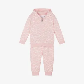 Girls Pink Cotton Jersey Tracksuit