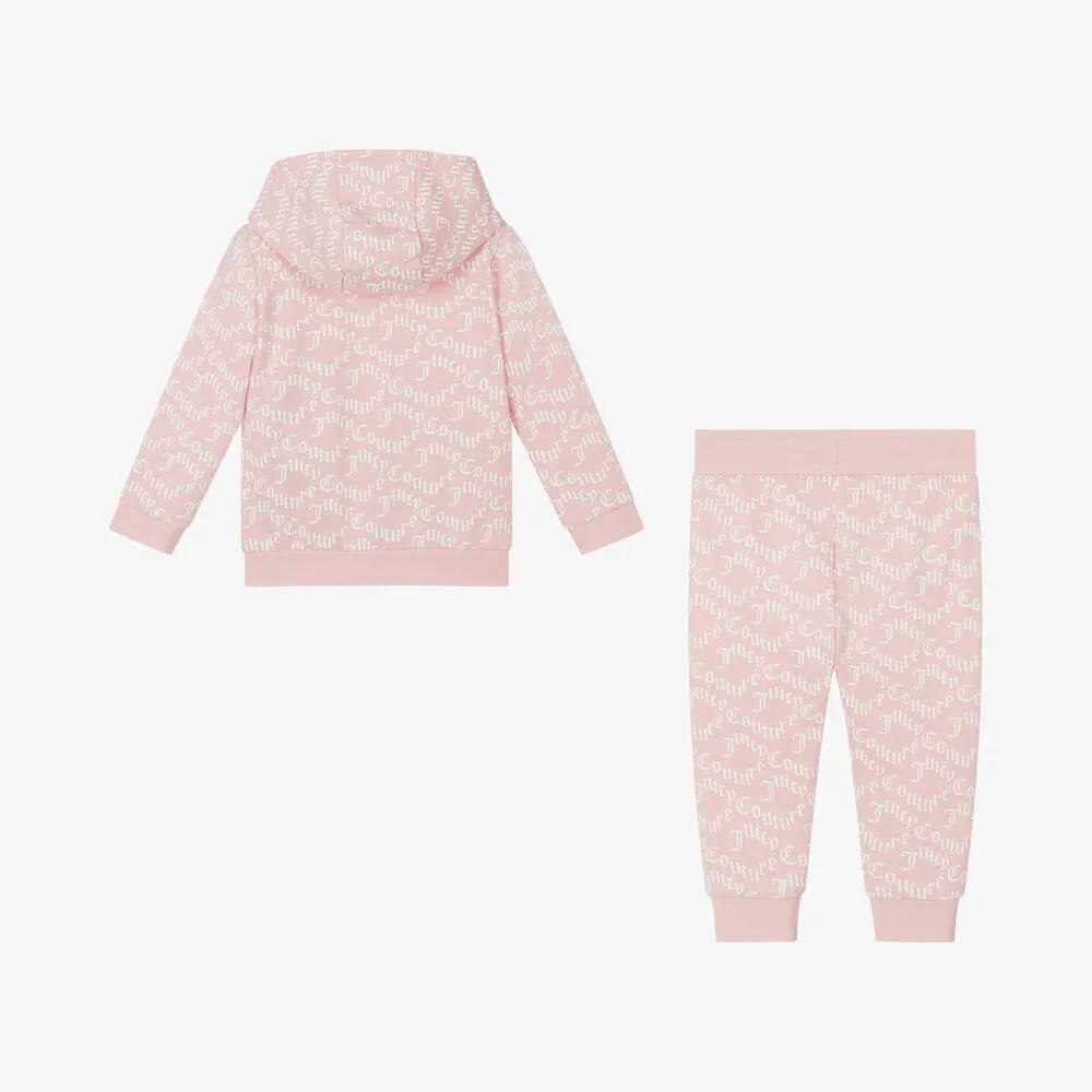 Girls Pink Cotton Jersey Tracksuit