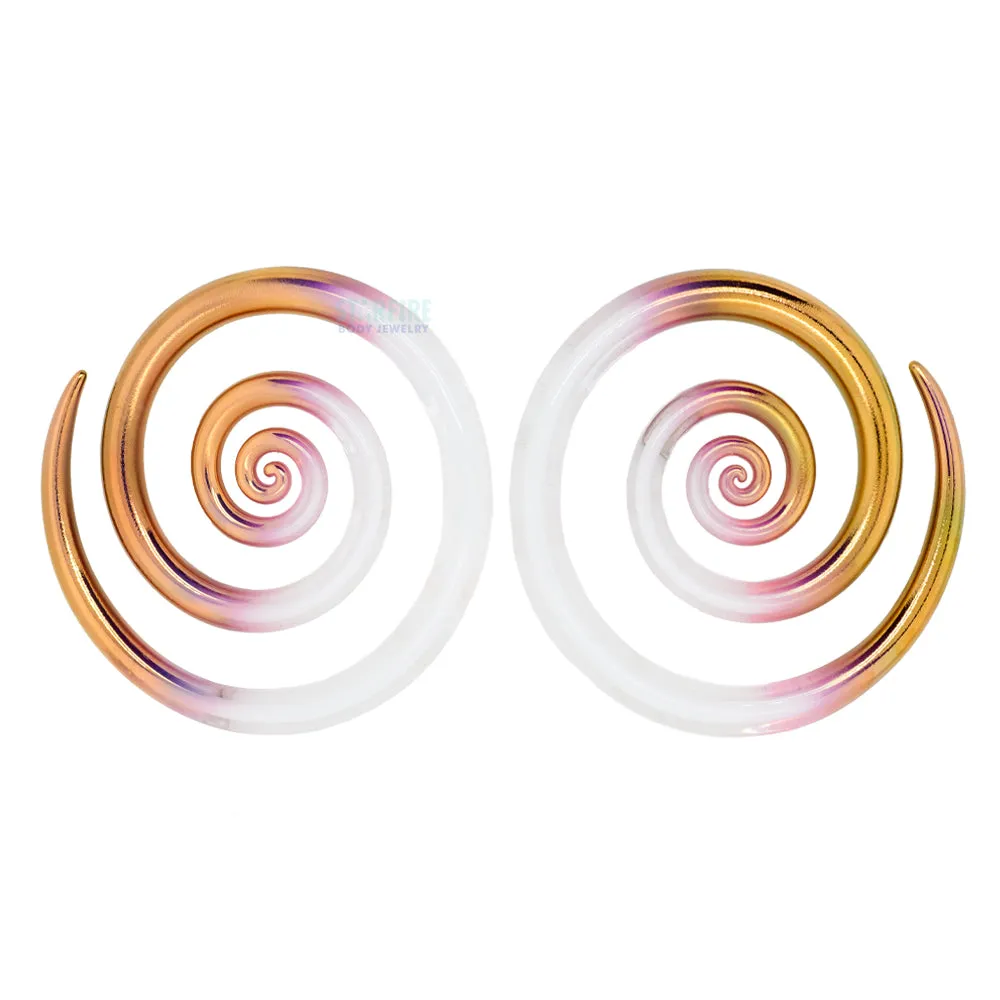 Glass Spirals - Gold Tipped Captured White