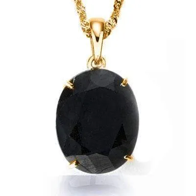 GORGEOUS 0.5 CARAT TW (1 PCS) GENUINE BLACK SAPPHIRE 10K SOLID YELLOW GOLD PENDANT