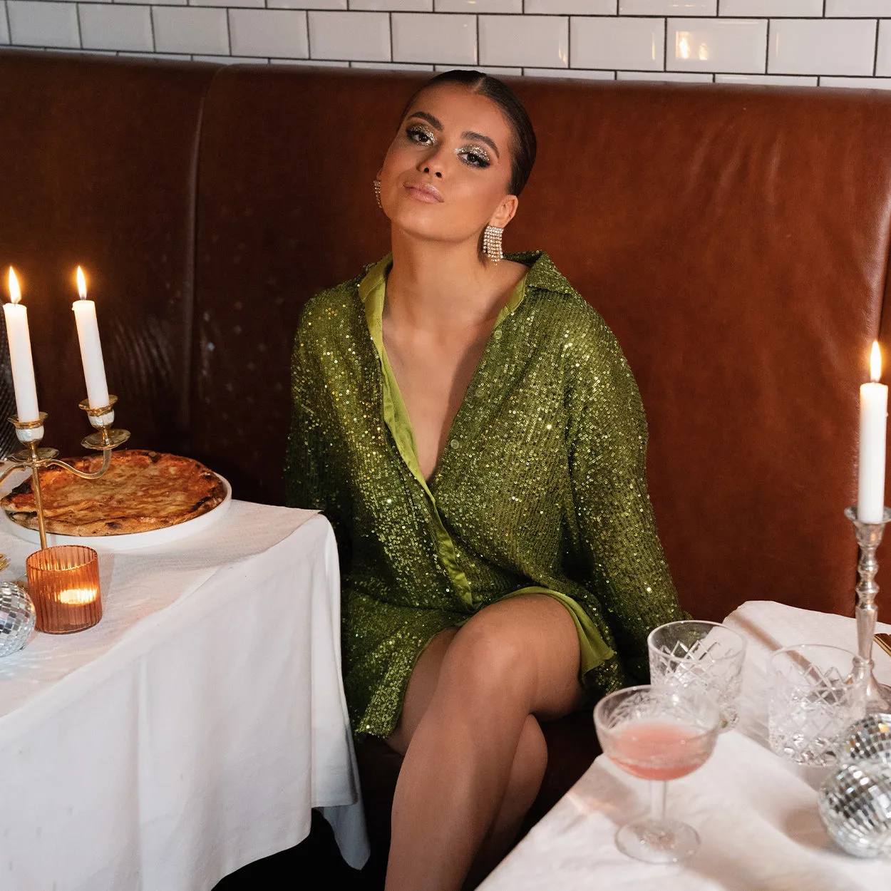 Gouden Vierkante Strass - Oorbellen