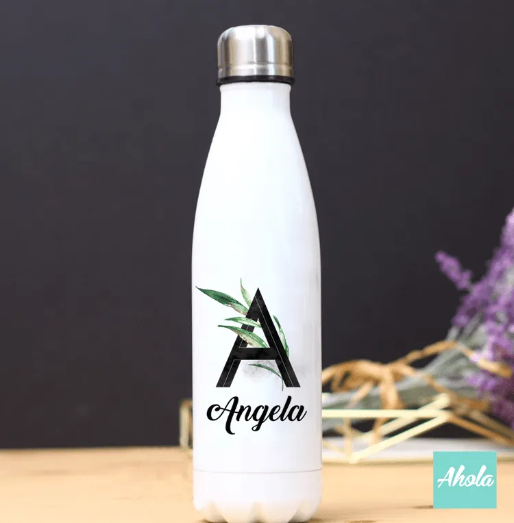 【Green Alphabet】 Stainless Steel Hot or Cold Bottle Black 不鏽鋼保冷/保温樽